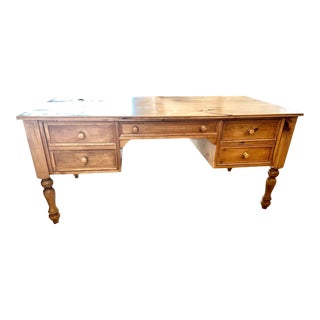 Solid Pine 4 Drawer Desk For Sale