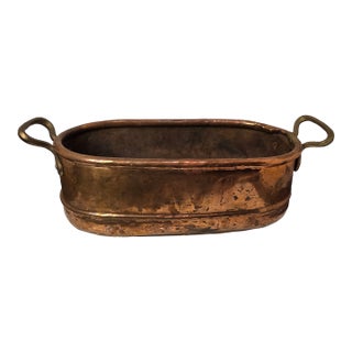 Vintage Elongated Copper and Brass Cache Pot For Sale
