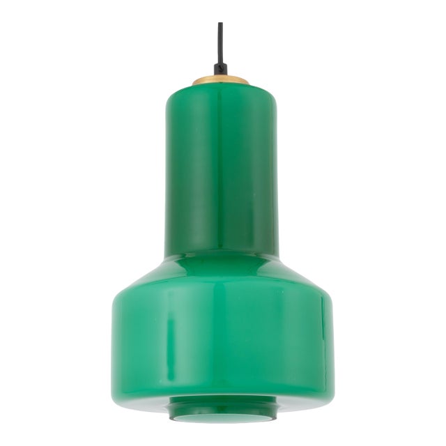 1960s Mid Century Modern Teal Green Murano Glass Pendant Light For Sale