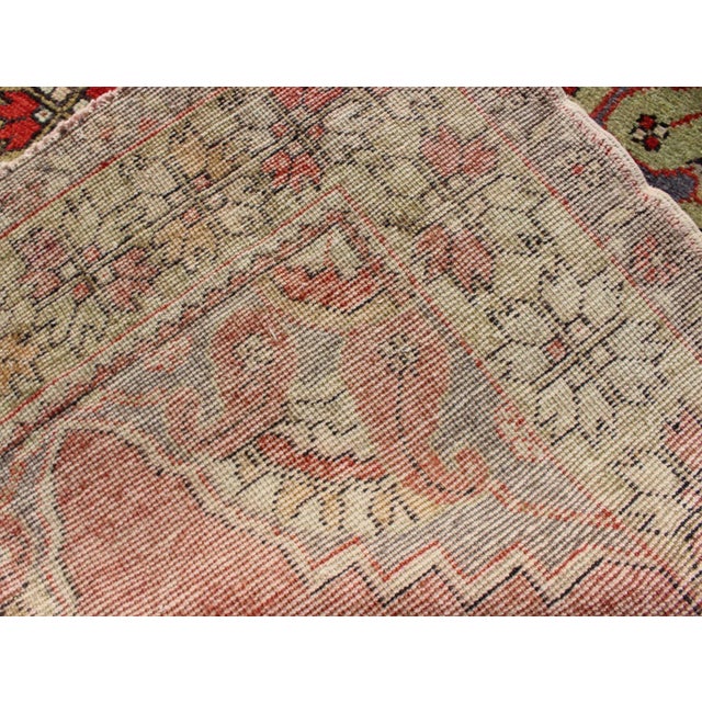 Vintage Turkish Oushak Rug in Red, Blue, and Green With Decorative Medallion For Sale In Atlanta - Image 6 of 7
