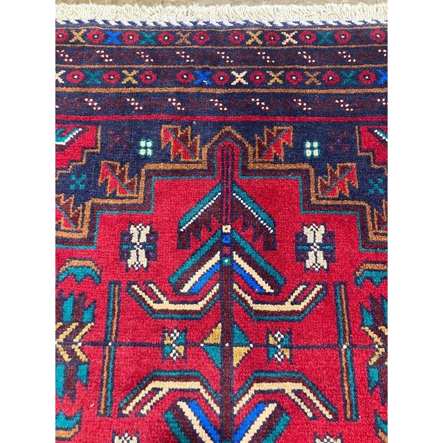 1980s Hand-Knotted Baluch Geometric Rug 2'10" X 4'5" For Sale - Image 5 of 6