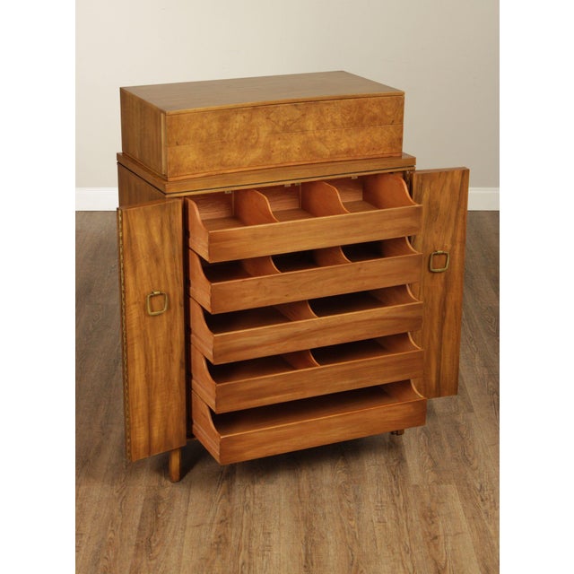 Mid 20th Century Widdicomb Mid-Century Modern Walnut & Burl Gentlemans Chest For Sale - Image 5 of 18