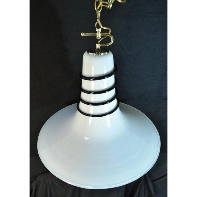 Vintage Mid Century Modern Murano Blown Glass Bell Pendant Chandelier Fixture For Sale In Philadelphia - Image 6 of 8