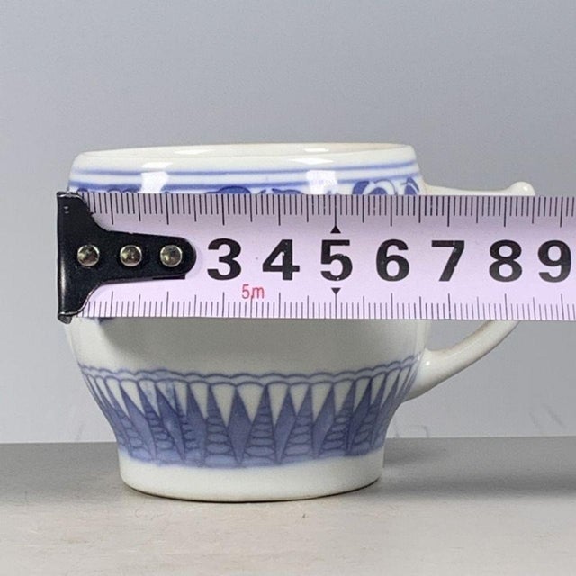 Late 20th Century Vintage Blue & White Porcelain Teacup With Handle – Hand-Painted Floral Motif For Sale - Image 5 of 9
