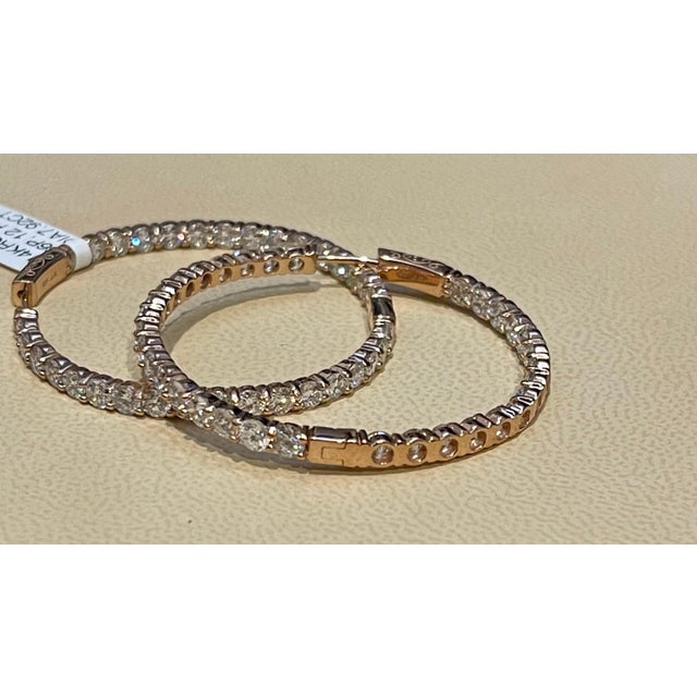 7.92 Carat Diamond Inside Out Hoop Gala Cocktail Earrings In 14 Karat Rose Gold A fabulous pair of earrings with an...