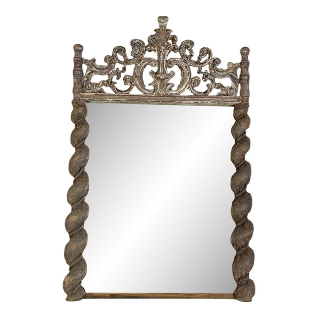 Italian Carved Silvered Mirror For Sale