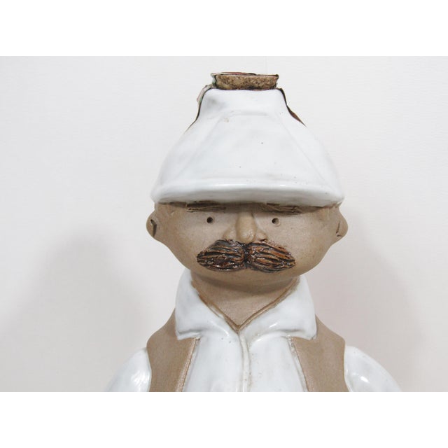 Figurative Large Mexican Figurative Ceramic Decanter on Wood Base, C. 1970s For Sale - Image 3 of 13