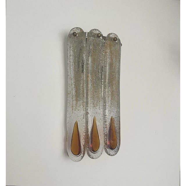 Italian Amber Murano Glass Wall Sconces from Mazzega, 1970s, Set of 4 For Sale - Image 9 of 13