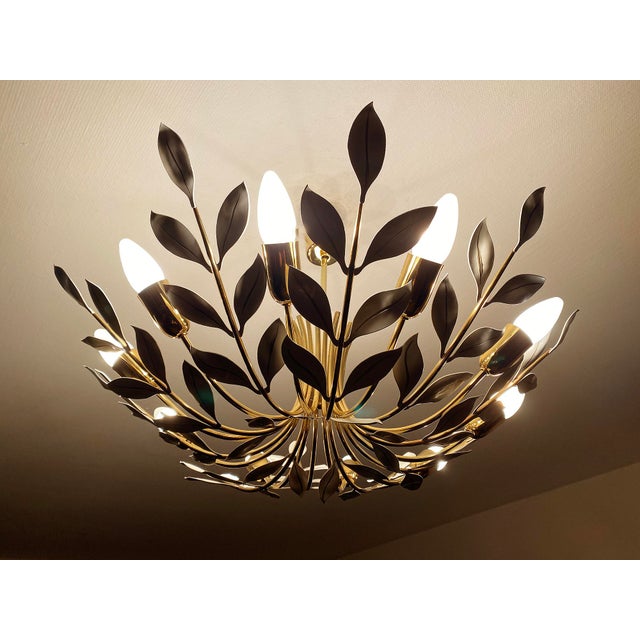 Gold Vintage Floral Pendant Light from Vereinigte Werstaetten, 1950s For Sale - Image 8 of 18