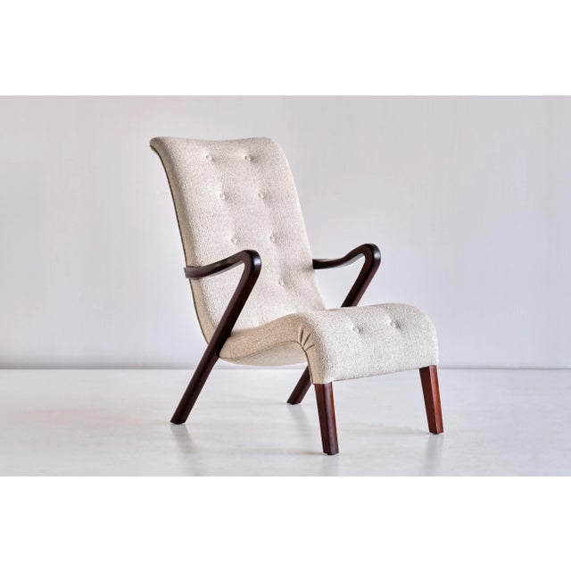 Armchair in Bouclé and Mahogany by Axel Larsson, Sweden, 1940s For Sale - Image 4 of 12