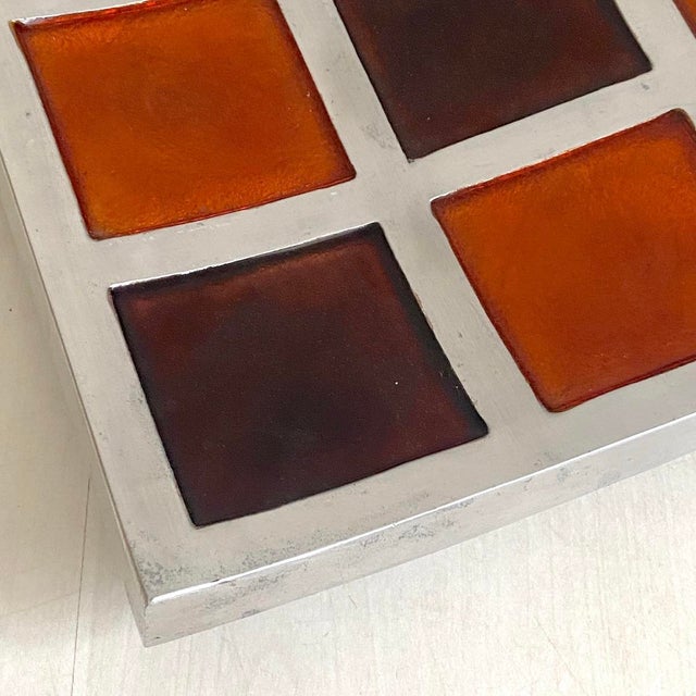1980s Vintage Enamel and Metal Centerpiece Trinket Tray, 1980s For Sale - Image 5 of 6