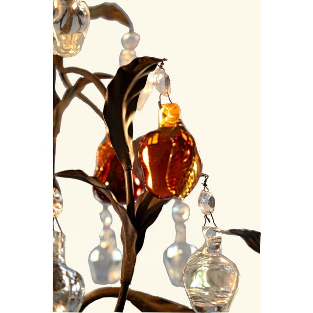 Metal Pendant Chandelier in Wrought Iron and Murano Glass, 1990s For Sale - Image 7 of 9