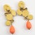 1980s Zoe Coste Faux-Coral and AB Crystal Dangle Earrings For Sale - Image 5 of 7