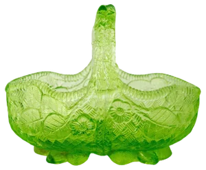Green Glass Basket Centerpiece or Vide Poche, French, 1900s