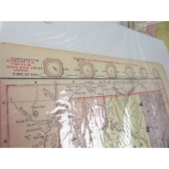 Yellow Antique 19th Century Map Lot of 4 ~ Arizona, Louisiana, New York ~ Pre-Statehood For Sale - Image 8 of 14