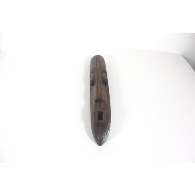 Mid Century Carved Wood Face Mask Signed by Artist For Sale - Image 11 of 17