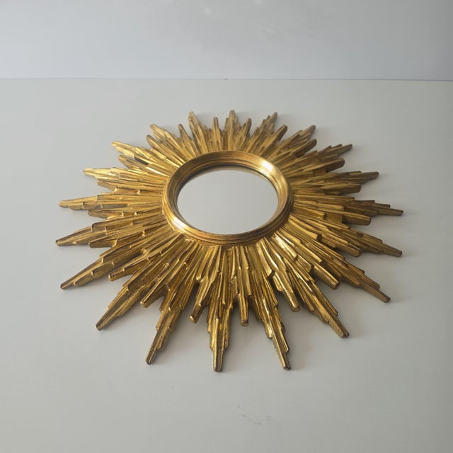 Gilded Sunburst Wall Mirrors, Belgium, 1970s For Sale - Image 4 of 15