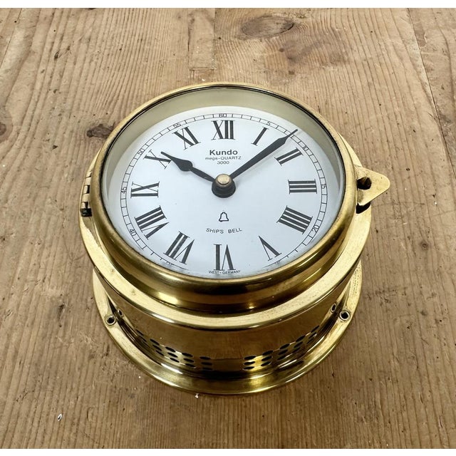 Vintage German Brass Ships Clock from Kundo, 1970s For Sale - Image 11 of 16