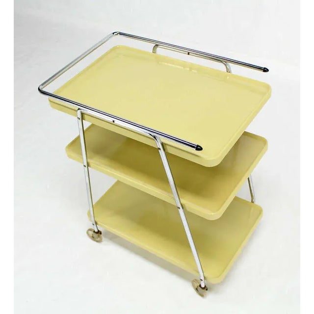 Metal Mid-Century Modern Enameled Metal Serving Cart For Sale - Image 7 of 11