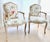 Design Plus Gallery presents a Pair of Floral Upholstery Armchairs in the Louis XV-Style with Matching Lumbar Pillow. The...