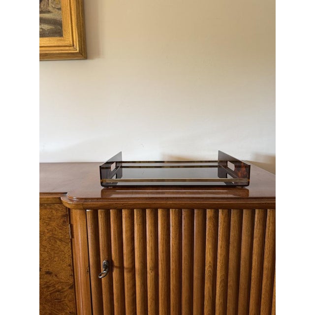 Hollywood Regency Brass and Acrylic Glass Tray, Italy, 1970s For Sale - Image 4 of 14