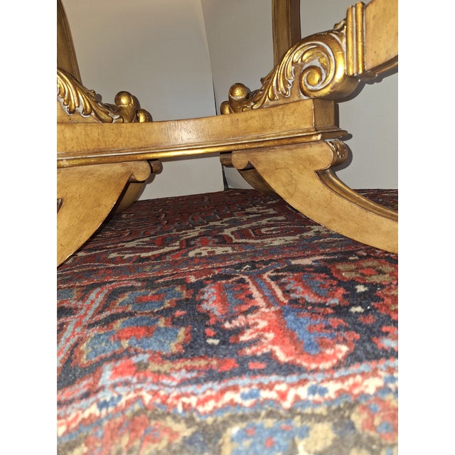1990s Marble Top Empire Style Center Table, Gilt Decorated Scroll Work by Century Furniture Company For Sale - Image 14 of 14
