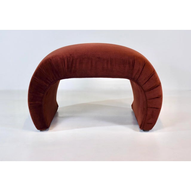 1980s Directional Waterfall Ottoman Set, Auburn Velvet, Art Deco, Usa, 1980s For Sale - Image 5 of 10
