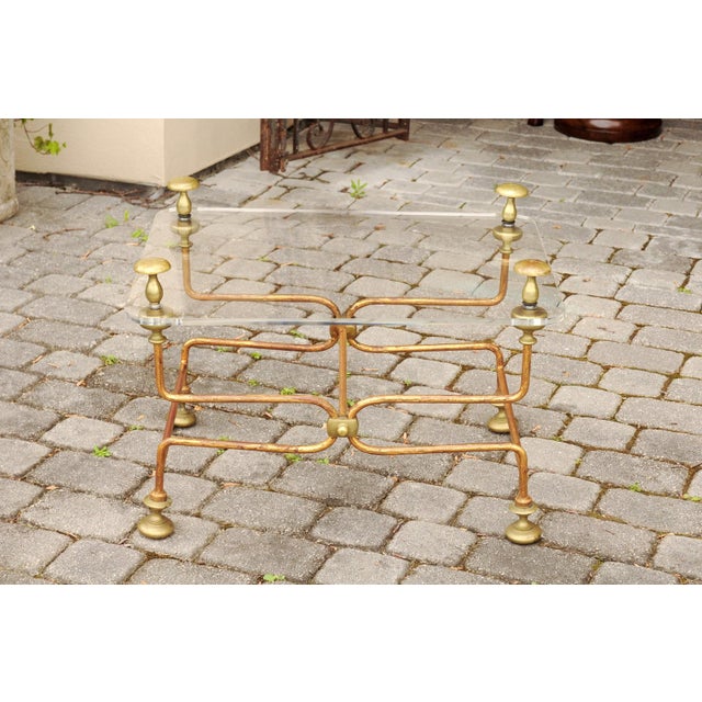 Midcentury Italian Vintage Brass Cocktail Table with Lucite Top and Looping Base For Sale - Image 9 of 12