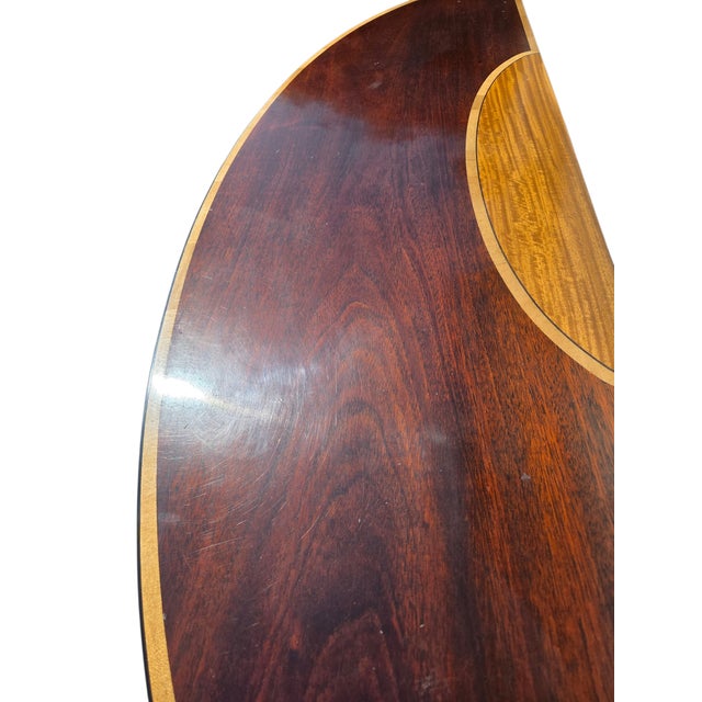 1980s Stickley Federal Style Demilune Mahogany Inlaid Yew Wood Hall Console Table For Sale - Image 16 of 18