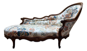 Louis Philippe Chaise Lounge in Carved Walnut