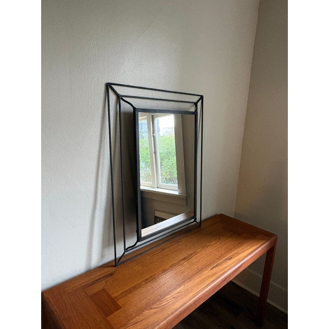 Late 20th Century Vintage Sculptural Wrought Iron Floating Frame Wall Mirror For Sale - Image 5 of 14