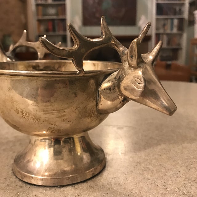 Stag Deer Head Handle Silverplate Bowl Chairish