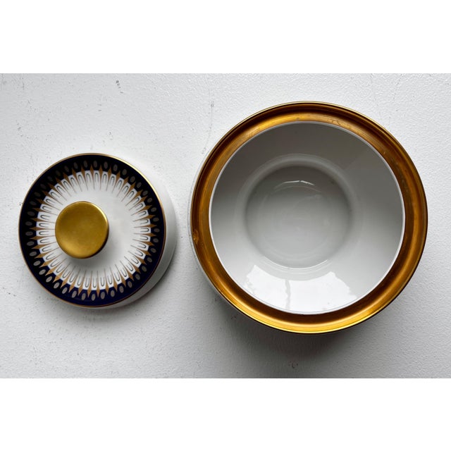 Mid-Century Modern Vintage Mid-Century Real Cobalt Dish with Lid by Edelstein Bavaria, Germany For Sale - Image 3 of 12