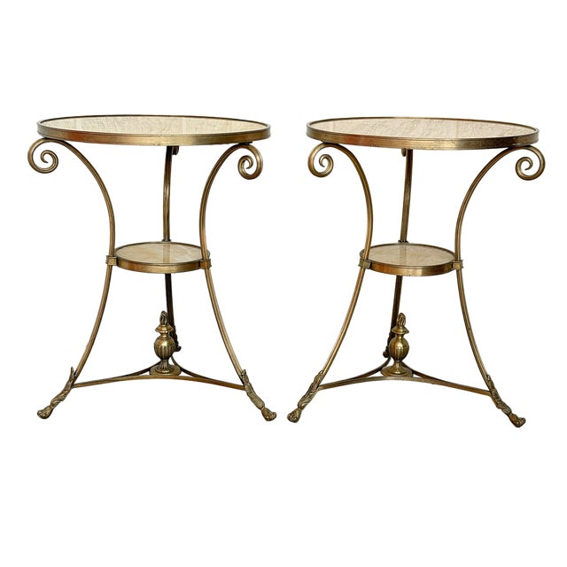 Louis XVI Directoire Style Gilt Metal & Honey Onyx Guéridon Side Tables - A Pair For Sale - Image 16 of 18