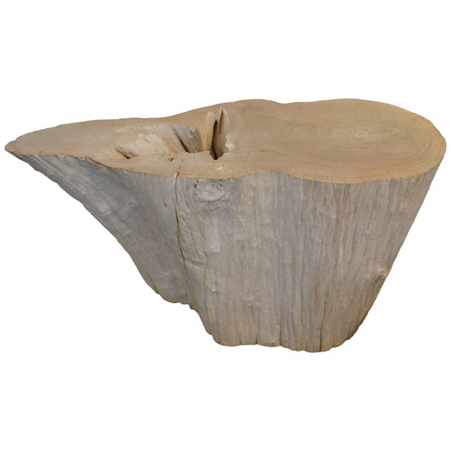 Impressive erosion teak console or table base carved from a single reclaimed root. Fabulous shape. Lucite or glass can be...