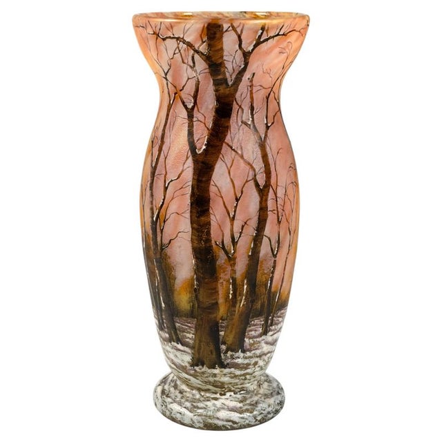 Art Nouveau Cameo Vase with Winter Landscape from Daum Nancy, France, 1900 For Sale - Image 9 of 9