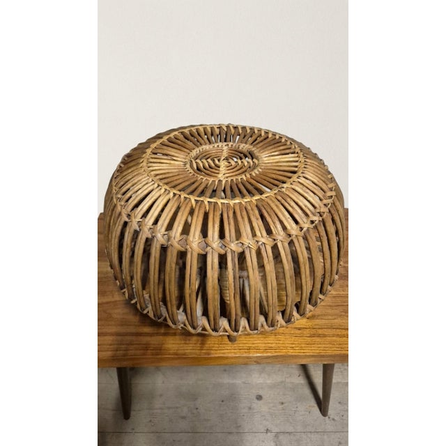 Mid-Century Woven Rattan Stool by Franco Albini, Italy, 1950s For Sale - Image 9 of 10