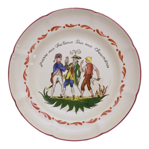 Late 20th Century St. Clément Faience Decorative Plate Post-Revolutionary French Theme Faience