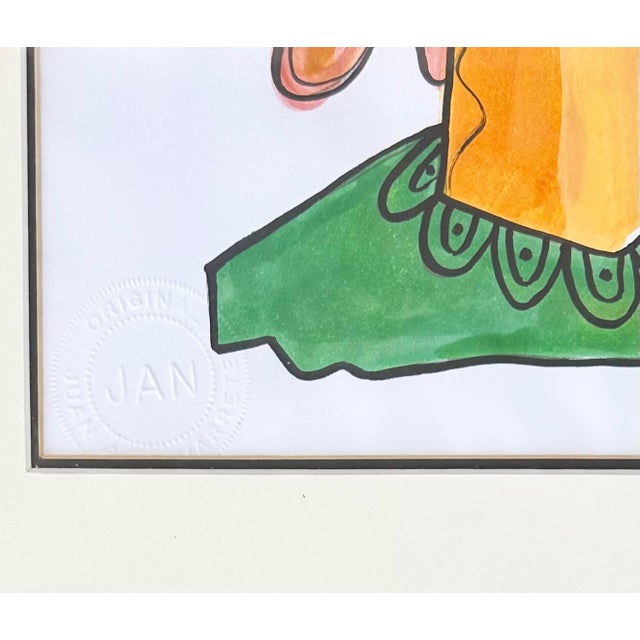 Abstract Juan Navarette "Girl Face" Abstract Acrylic Painting on Paper, Framed For Sale - Image 3 of 6