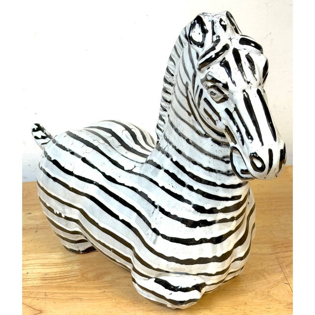 Ceramic Pair Italian Mid-Century Modern Glazed Pottery Zebra Style of Raymor For Sale - Image 7 of 12