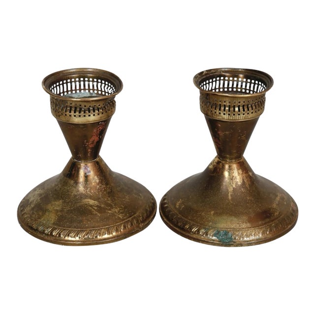 Duchin Hand Spun Brass Jewelers Candle Holders - a Pair For Sale