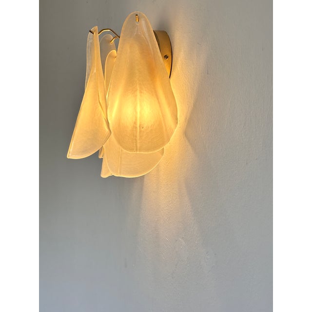 Mid-Century Modern Contemporary Modern Sanded Champagne "Rondini" Murano Wall Sconces- Set of Two For Sale - Image 3 of 9