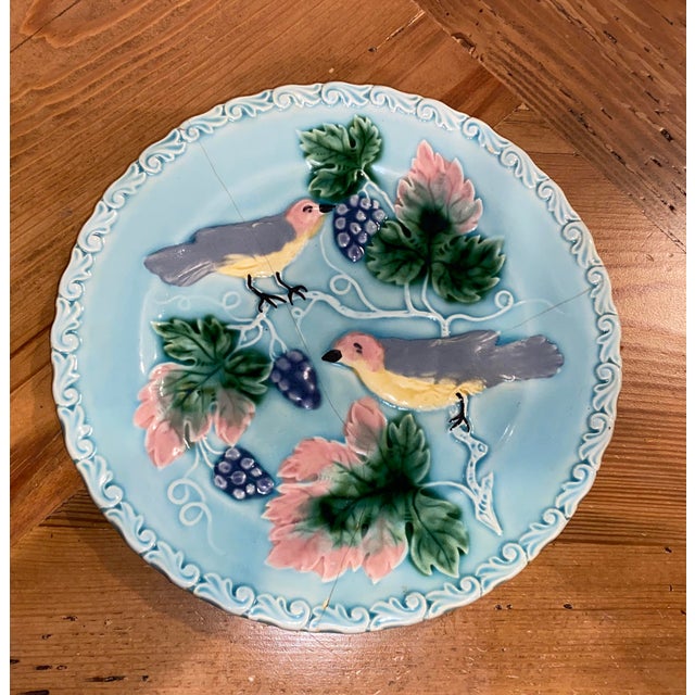 Antique Gzs Zell Hand Painted Majolica Plate For Sale - Image 4 of 4