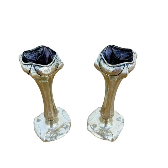 Art Nouveau Silver-Plated Bud Vases, 1890s, Set of 2 For Sale - Image 3 of 10
