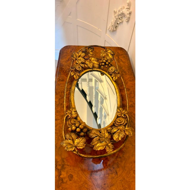 Antique Edwardian Gilt Metal Mirrored Grape Vine Drinks Serving Tray, 1900 For Sale - Image 6 of 12