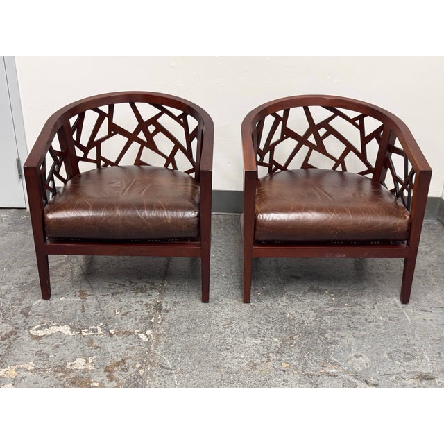 Design Plus Gallery presents a Pair of the Ankara Lounge Chairs by Crate & Barrel. The Ankara design pairs a tub-style...