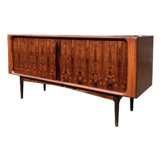 Vintage Rosewood Danish Credenza With Tambour Doors by Pedersen Denmark For Sale