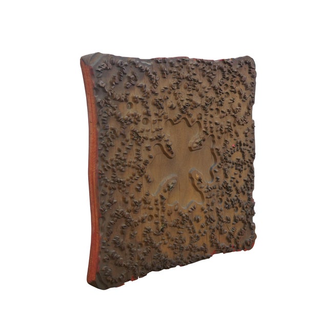 Rustic European Antique French Wallpaper Printing Block Woodblock Stamp Press For Sale - Image 3 of 10