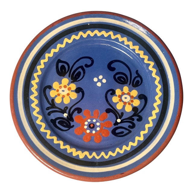 Talavera Mexican Plate With Daisies Majolica Pottery Signed C Hand Painted For Sale