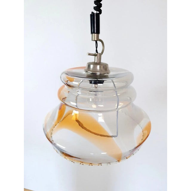 1970s Vintage Orange White Pendant Light For Sale - Image 10 of 11